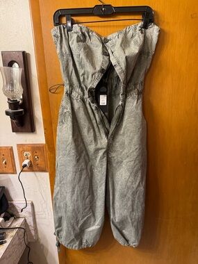 Fashion Nova Olive Green Strapless Utility Jumpsuit